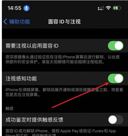 同德苹果14维修网点分享iPhone14注视感知功能有什么用 